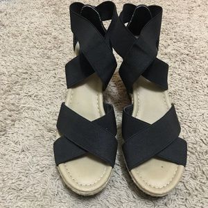 Black and Espadrille Wedges
